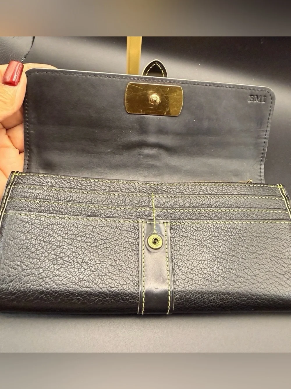 Vintage Louis Vuitton Suhali Black Leather Long Wallet Gold Hardware | COA